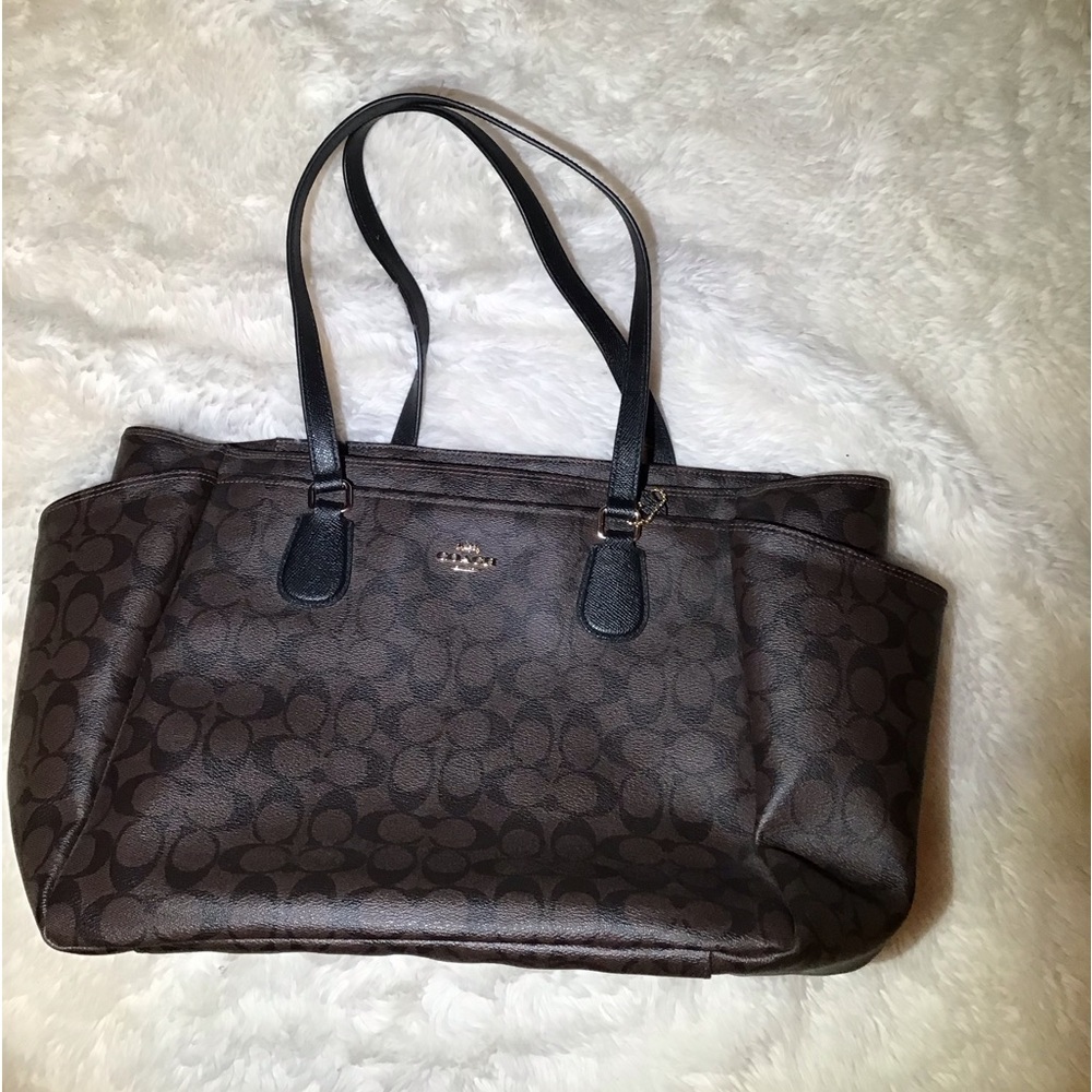 Coach brown/black large tote shoulder bag - Picture 7 of 11